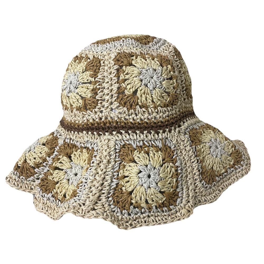 STEVE MADDEN Paper Woven Bucket Hat Hippie Boho Sun VTG-Like Grannycore Small